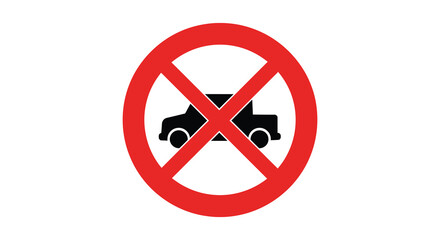 no parking sign with red circle and crossed car icon