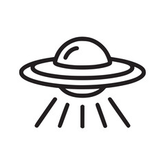 Illustration of a ufo emitting light beams, the flying saucer has a classic design with a dome on top and a flat, circular body the light beams are depicted as simple lines