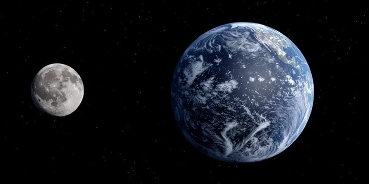 The moon revolving around the earth