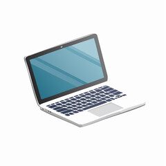 Flaches Vektormotiv eines ge&ouml;ffneten Laptops in klarer Outline-Darstellung