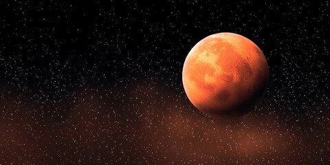 Planet Mars in space - the red planet of our solar system astronomy concept