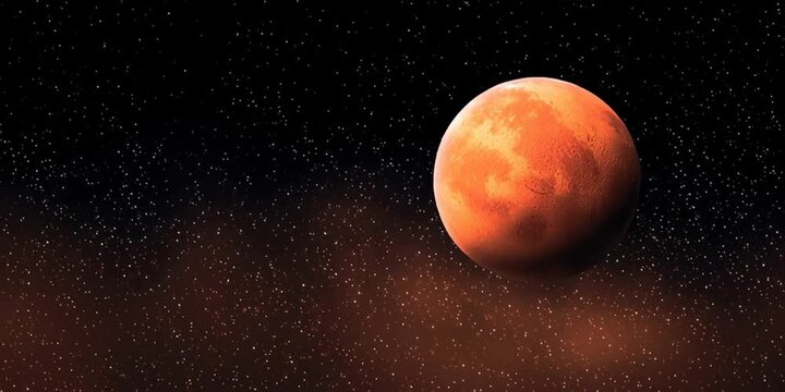 Planet Mars in space - the red planet of our solar system astronomy concept