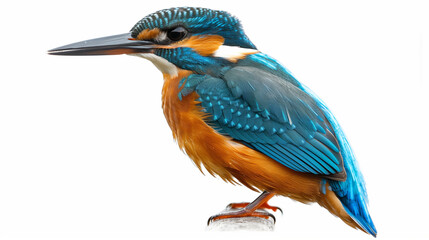 Obraz premium A vivid blue and orange kingfisher perched gracefully, its sharp beak poised, showcasing nature’s vibrant colors, elegance, and avian hunting beauty.