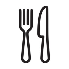 Vector art of fork and knife icon simple outline cutlery symbol for restaurant, cafe, or dining concept minimalist design for foodrelated websites, apps, and graphic projects