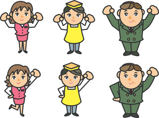 働く経営者と従業員のイラスト