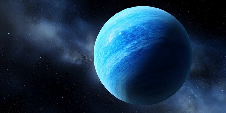 Planet Neptune in space - blue planet rotating around the sun in our solar system