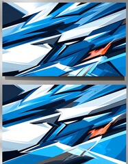 Two-panel graphic design.  Bold blue and white graffiti-style shapes.  Abstract, dynamic, and modern