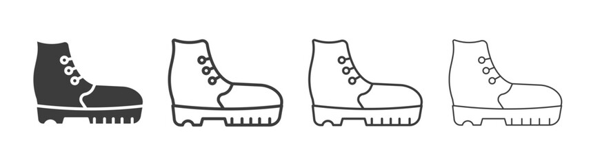 Boot vector icon set in black and white color.