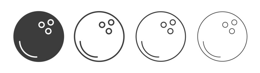 Fototapeta premium Bowling ball vector icon set in black and white color.