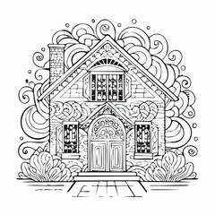 Naklejka premium stylized vector home layout with abstract line drawing