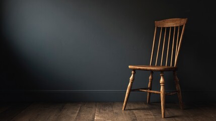 Wooden chair in dark room