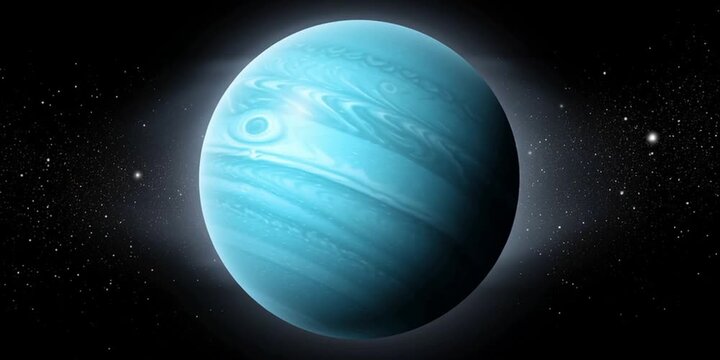 Planet Uranus floating in the solar system in orbit within space
