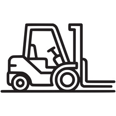 Vector art of line art illustration of a forklift, , representing warehouse operations, material handling, and industrial equipment with a clean and simple design