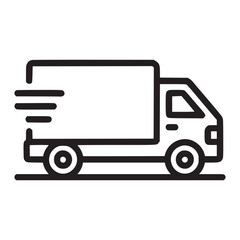 Vector art of line art illustration of a delivery truck in motion, , symbolizing fast shipping, express delivery, and efficient transportation services with a minimalist design