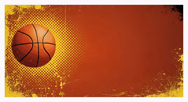 Basket ball banner in orage and yellow theme