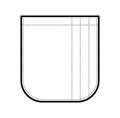 Pencil Pocket Rounded Top-stitched Patch technical fashion illustration. Flat apparel template front view. Women, men unisex style item CAD mockup isolated on white background 