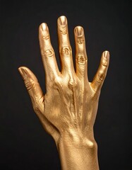 Golden hand reaching up against black