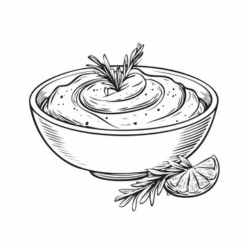 hummus line art vector minimalistic drawing food illustration