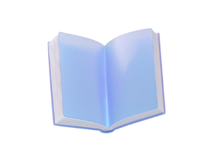 3D Glassmorphic Open Book Icon