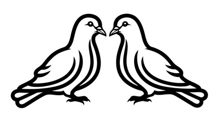 Naklejka premium Two doves facing each other