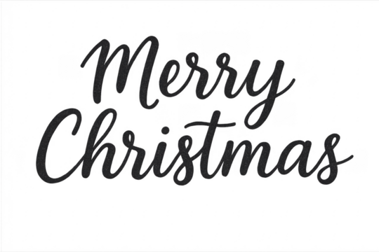 Elegant merry christmas lettering celebrating winter holidays on transparent background