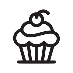 Illustration of a cupcake the cupcake has frosting and a cherry on top it is a simple, minimalist design, perfect for icons, logos, or other graphic design projects