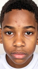 Close-up portrait of a young black boy
