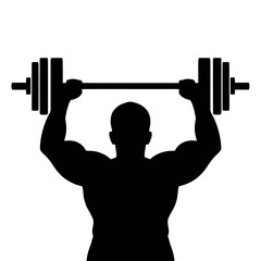 Silhouette a bodybuilder lifting weights