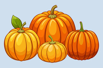 Obraz premium Colorful collection of pumpkins in various sizes and shapes, showcasing vibrant autumn hues, perfect for seasonal decor and harvest-themed designs with copy space