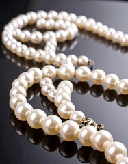 Pearl necklace, close-up, elegant