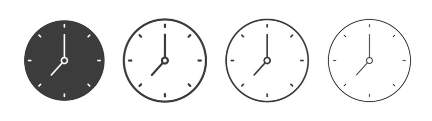 Time clock icons set vectors graphic designs