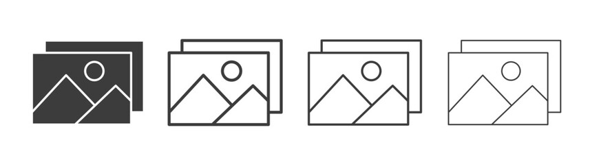 Gallery icons set vectors graphic designs