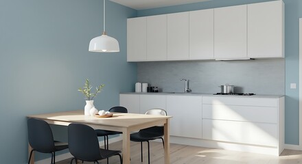 Modern KitchenDining Area with LightFilled Ambiance.