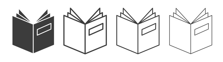 Book open icons set vectors graphic designs