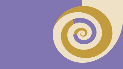 Purple Background with a Large Swirling Spiral Design in Cream and Gold abstract pattern