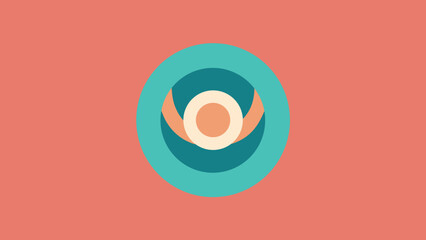 Obraz premium Abstract Circular Design With Humanoid Figure In Warm Tones circle graphic