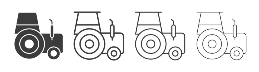 Tractor icons set vectors graphic designs