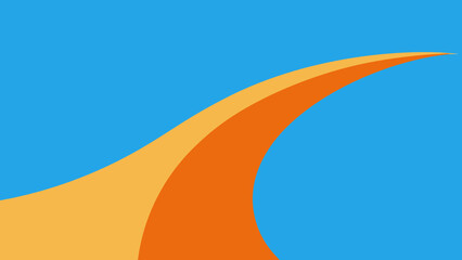 Dynamic Orange and Yellow Curve against Bright Blue Sky Background abstract shape