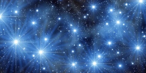 Pleiades star cluster in the evening sky - astronomy concept with sparkling stars