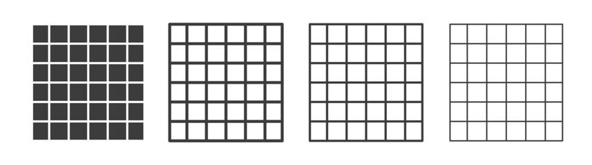 Grid icons set vectors graphic designs