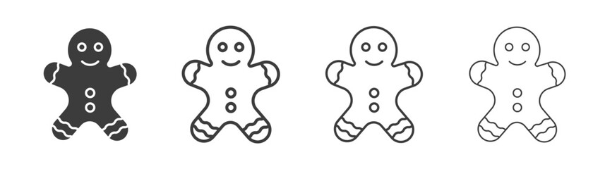 Gingerbread man icons set vectors graphic designs