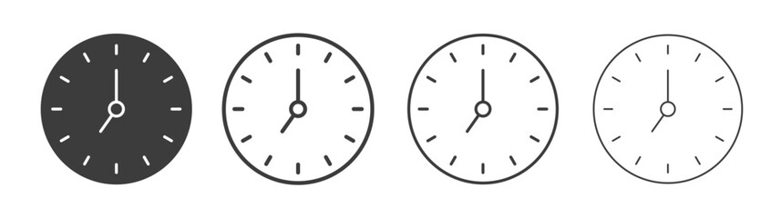 Clock icons set vectors graphic designs