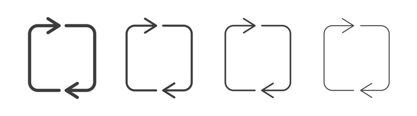 Arrows repeat icons set vectors graphic designs