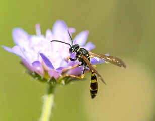 Wasp on a purple flower