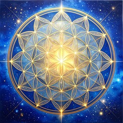Golden flower of life in cosmic space