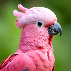 Close-up of a vibrant pink cockatoo