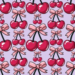 seamless pattern with red cherries
