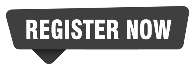 register now black sign isolated on transpatent background. register now sticker