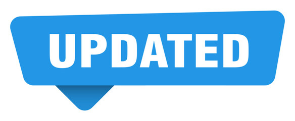 updated sticker. updated blue sign isolated on transpatent background