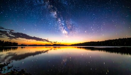Stunning Milky Way over a calm lake